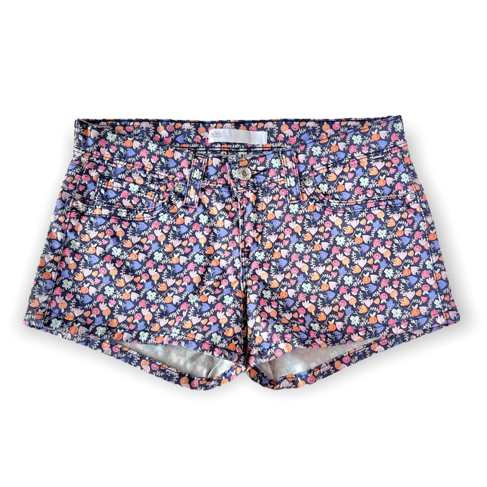 Levis Floral Short Shorts Womens size 28 Dark Tones Low Rise Stretchy